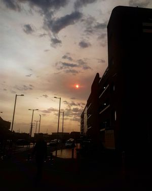 The red sun as seen from Wolverhampton train station. Credit: Demi-Leigh Freeman