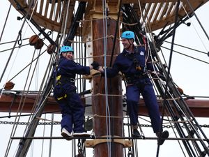 Supporting image for story: Lorraine Kelly shook ‘like a leaf’ as she climbed 25-metre mast on RSS Discovery