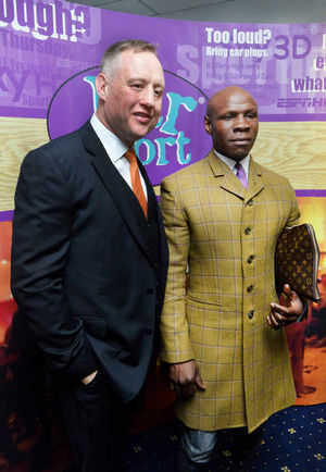 Chris Eubank (right) with promoter Scott Murray in the Premier Suite at Bar Sport.