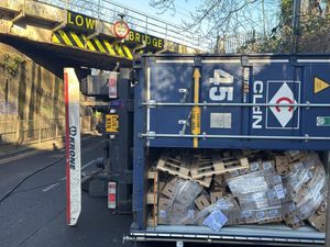Supporting image for story: Train line between Birmingham and Lichfield blocked after lorry hits bridge