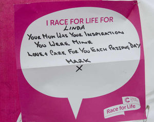 A message on the Share Your Story wall