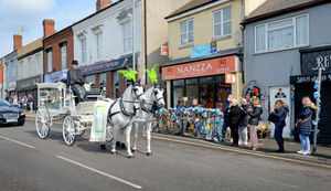 The funeral procession for baby Ciaran Morris in High Street, Brownhills made its way past the spot of the crash