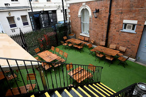 The outside area is a popular place to be in the summer