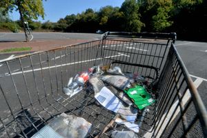 Rubbish at the Meole Brace Park and Ride site in Shrewsbury