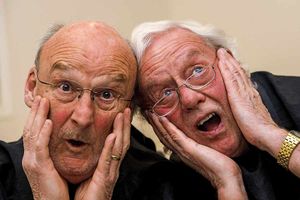 Tony Cook and Peter Love after their big shave
