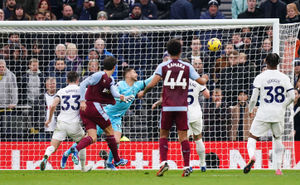 Aston Villa's Pau Torres scores their side's first goal of the game