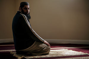 Sohayb Peerbhai in the Salaam praying position