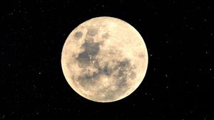 A full Moon against a dark sky.