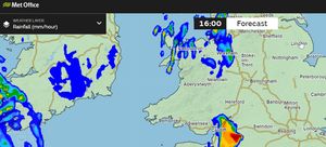The Met Office's rinfall radar on Sunday afternoon