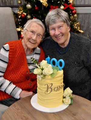 Bessie Lobley, celebrated her 100th birthday at Littleton Lodge Care Home, Hednesford. She is pictured with daughter Gillian Court.
