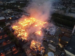 Drone footage of the huge blaze Photo: West Midlands Fire Service