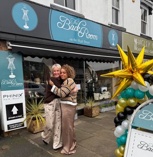 Fiona Haydon and Nichola Jones outside The Back Room Boutique in Hagley