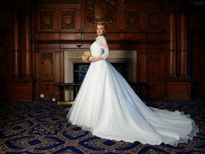 Holly Alexander models a beautiful bridal gown at The Mount Hotel in Tettenhall