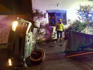 Supporting image for story: Two arrested after car overturns in Wolverhampton road