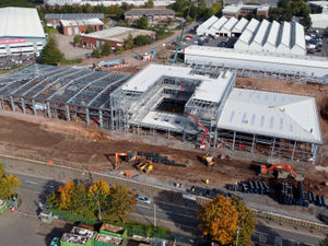 Supporting image for story: Framework of giant new Oldbury ambulance hub erected