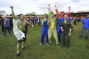 Celebration time on the field with The Incredible Hulk