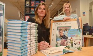 The Yorkshire Shepherdess, Amanda Owen, at Booka Bookshop in Oswestry with owner, Carrie Morris