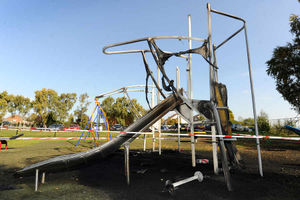 The burnt slide and climbing frame