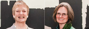 Liberal Democrat Christine Tinker, left, and Emma Bullard of the Green Party