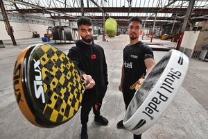 A former carpet factory in Kidderminster is set to become a huge centre for the sport of paddle, thanks to company P2 Com Sports and Pukka Padel.
Aman and Paul Binning pose in the main area of the centre