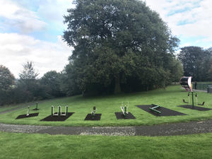 A digital model of the cardio zone equipment at Cleobury Mortimer playing fields 
