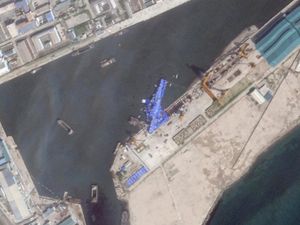 Supporting image for story: North Korea detains three shipyard officials over failed naval destroyer launch