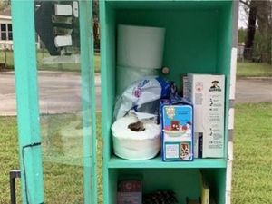 Supporting image for story: Outdoor library converted into mini-food bank in response to coronavirus fears
