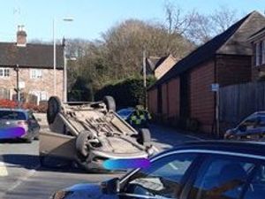Supporting image for story: Driver flees after car flips onto its roof on Bridgnorth road