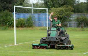 Jimmy The Mower cuts grass for football teams