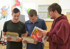 Owen Thompson, Steffan Sims and George Hartshorne at Belvidere School 