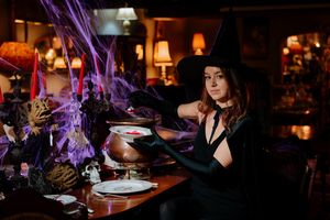 The Old Mill Antiques Centre in Bridgnorth prepares for Halloween. Amber Ridgway-Herrera serving blood and guts