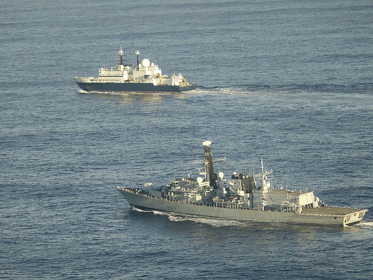 Russian spy ship directed lasers at UK military pilots, Defence Secretary says