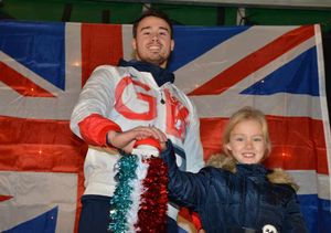 Kristian Thomas with Sophia Rose-Brown at the Brewood Christmas lights switch-on