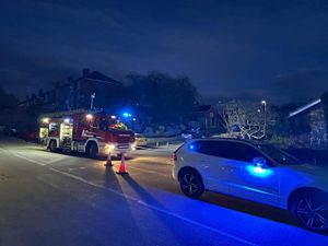 Bridge Road in Alveley was closed while emergency services dealt with the spillage. Picture: Bridgnorth Fire Station. 