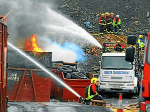 Supporting image for story: Huge blaze tears through mountain of rubbish at plant