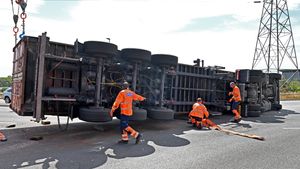 The overturned lorry on the Black Country Route. Photo: Tim Thursfield