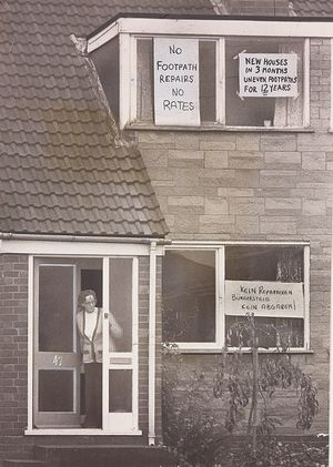 November 1975: 'German VIPs visiting Cannock were treated to an unexpected demonstration of the traditional English art of protesting. For Mrs Pat Johnson was determined to make her presence felt when local councillors from Datteln, their West German twin town, attended a ceremony opposite her home. As they named the road, Mrs Johnson displayed posters in her window complaining about the state of the pavement.'
