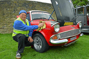 Eric Weaver, from Ludlow, shows off his 1960s Ford Anglia rally car
