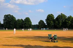 England's green and parched land: Enville cricket ground in need of some rain. Photo: Graham Gough