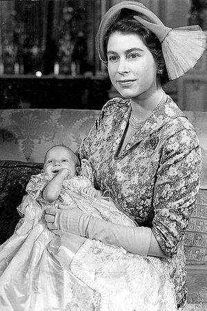 The princess with her daughter Princess Anne at Buckingham Palace in 1950 after the baby was christened
