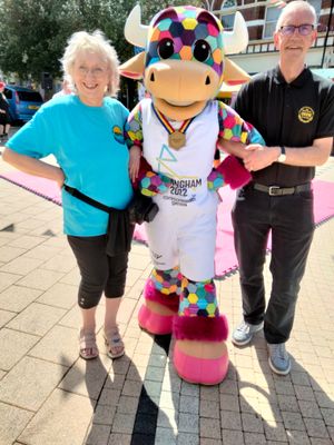 Perry the Bull has been out spreading the word about the baton relay
