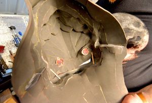 Inside the head showing the amount of cuts of material it takes to make it