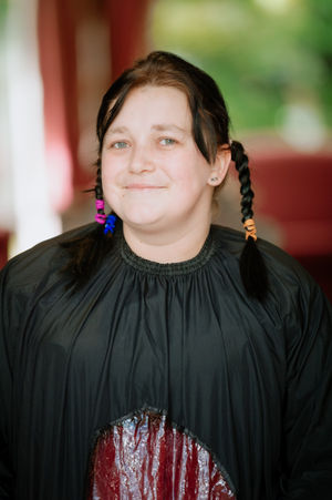 Laura Robinson gets ready to have her head shaved