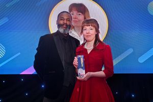 Professional Services Apprentice of the Year award, presented by Alan Hunter of Higgs LLP to winner Lucy Barford of Wolverhampton Council.