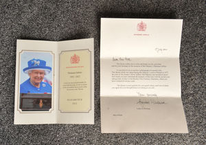 A card and a letter Sonya received after she wrote to the Queen.