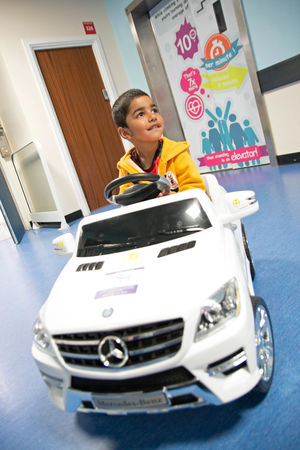 Gavy in the new toy car