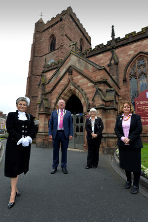 From left, the High Sheriff, mayor Peter Scott, deputy Lyn Fowler and town clerk Sheila Atkinson