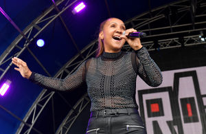 Singer Rozalla , who had a number of hits in the 1990, on stage