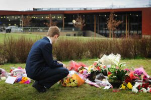 Flowers left in tribute to Zoe Shapiro at Q3 Academy in Great Barr