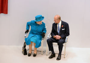 2014: Sharing a word during the royal couple's last local visit, when the Queen formally opened the new JLR plant on the i54 site off the M54